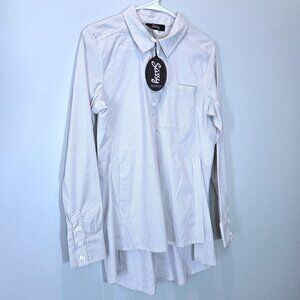 NWT Ever Sassy Light Gray & White Stripe Tunic Top Size XS